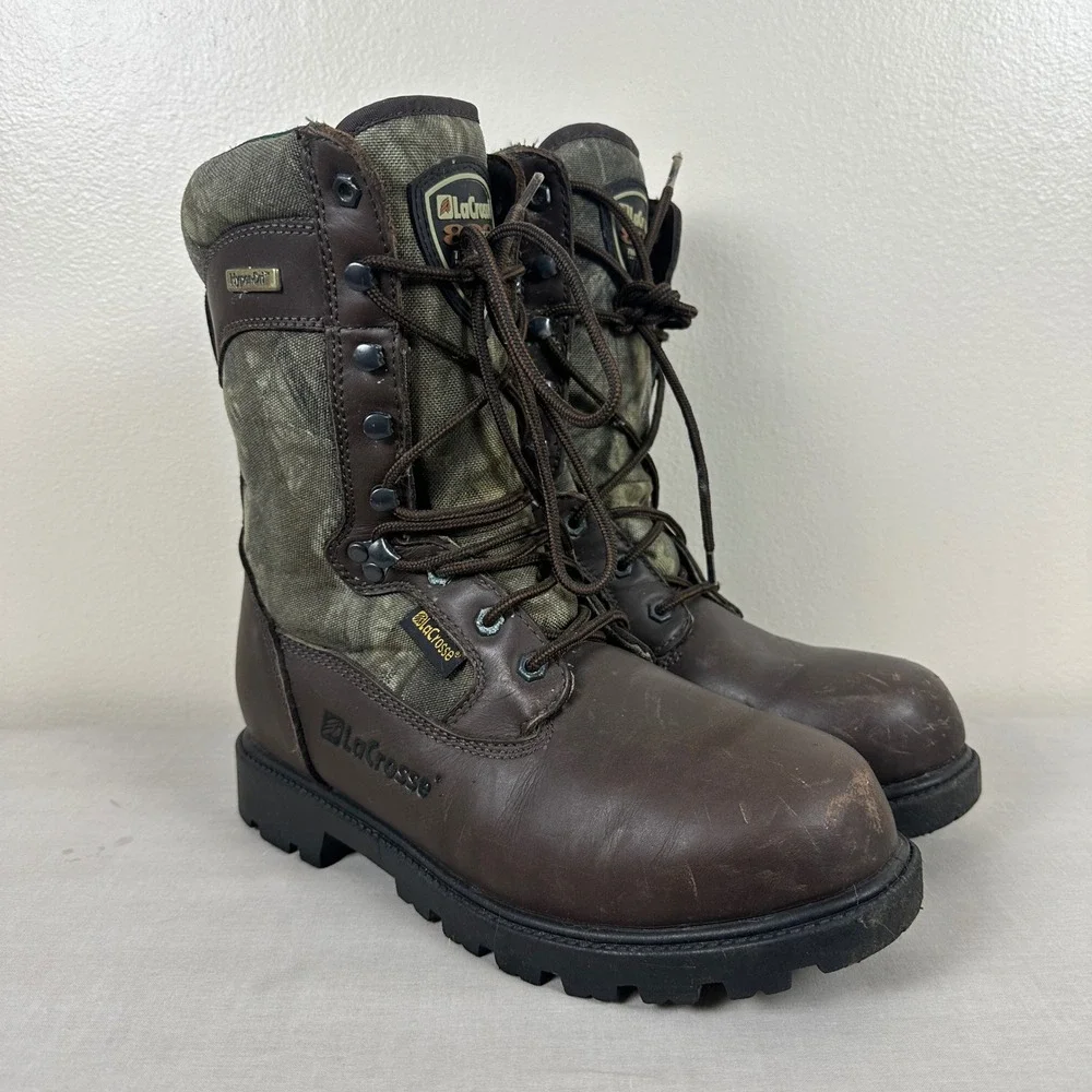 LaCrosse Mens 9.5W Hunting Boots Brown Camo 800g Thinsulate Waterproof 50300